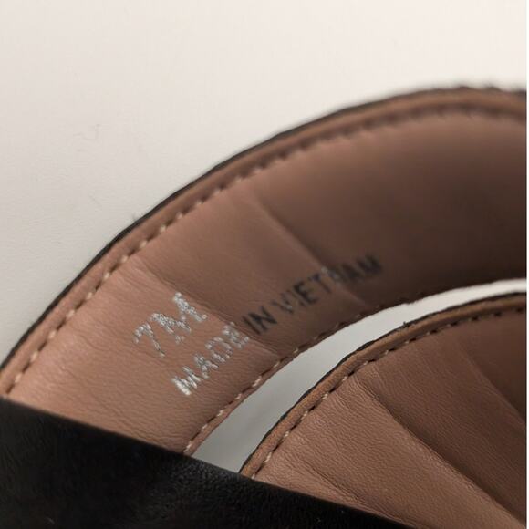 Linea Paolo Rosalie Open Toe Flat Sandals Women's Leather Black Size US7M EU38 - Picture 7 of 10